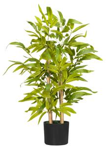 HOMCOM Pianta di Bambu Artificiale Alta 60 cm in Poliestere e PP Verde con Vaso in Cemento Ø15x12.5 cm | Aosom Italy