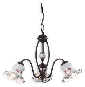Lampadario Classico Chieti Metallo E Ceramica Nero Sfumato Rame 3 Luci E14