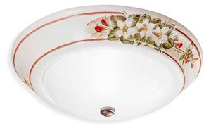 Plafoniera Classica Capua Ceramica E Ottone Satinato Decorato 1 Luce E27