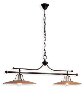 Lampadario Classico Bologna Metallo E Ceramica Nero Sfumato Rame 2 Luci E27