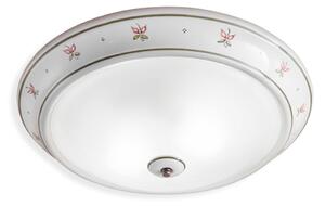 Plafoniera Classica Capua Ceramica E Ottone Satinato Decorato 2 Luci E27