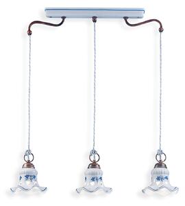 Lampadario Classico Chieti Metallo E Ceramica Nero Sfumato Argento 3 Luci E14