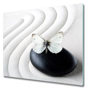 Tagliere in vetro Zen pietra e farfalla 60x52 cm