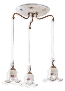 Lampadario Tondo Classico Chieti Metallo E Ceramica Nero Sfumato Rame 3 Luci E14