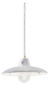 Lampadario Classico Como Ceramica Bianco Decorato Filo Blu 1 Luce E27
