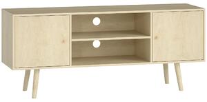 HOMCOM Mobile TV 55" max con 2 Armadietti e 2 Ripiani Aperti, in Legno e Truciolato, 120x34x50 cm, Color Legno | Aosom Italy