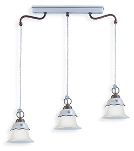 Lampadario Lin. Classico Ferrara Metallo E Ceramica Nero Sfumato Rame 3 Luci E14