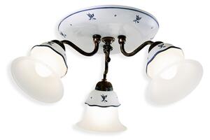 Plafoniera Classica Ferrara Metallo E Ceramica Nero Sfumato Rame 3 Luci E14