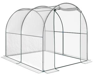 Outsunny Serra da giardino a Tunnel per Piante e Orto con Copertura in PVC, Porta Avvolgibile e Telaio in Acciaio, 2x3x2m|Aosom