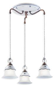Lampadario Tondo Classico Ferrara Metallo Ceramica Nero Sfumato Rame 3 Luci E14