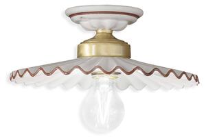 Plafoniera Classica L'Aquila Ottone E Ceramica Decorato Diam. 23Cm Luce E27