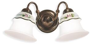 Applique Classica Ferrara Metallo E Ceramica Nero Sfumato Rame 2 Luci E14