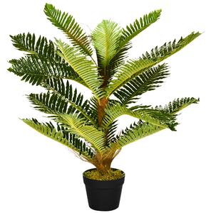 HOMCOM Pianta Artificiale di Palma con 18 Foglie e Vaso Incluso per Interni, Altezza 85 cm, Verde | Aosom Italy