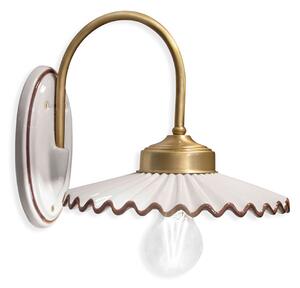 Applique Classica L'Aquila Ottone E Ceramica Decorato Filo Marrone 1 Luce E27