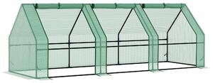 Outsunny Serra a Tunnel da Giardino in PE con Bordi Allungati e Porte a Cerniera per Piante e Fiori, 270x90x90 cm, Verde scuro | Aosom Italy