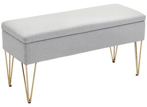 HOMCOM Panca Fondo Letto con Contenitore in Tessuto e Gambe in Acciaio, 100x40x49 cm, Grigio Chiaro | Aosom Italy
