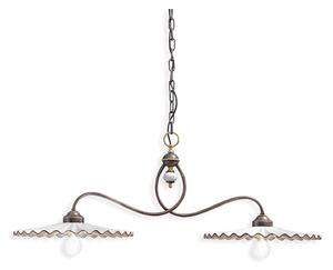 Lampadario Classico L'Aquila Metallo E Ceramica Nero Sfumato Rame 2 Luci E27