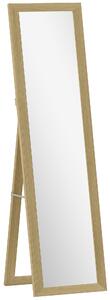 HOMCOM Specchio Verticale da Parete o da Terra con Cornice in MDF, 37x40x155 cm, Quercia e Trasparente | Aosom Italy