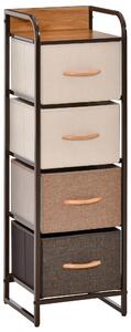 HOMCOM Cassettiera 4 Cassetti Pieghevoli in Tessuto e Struttura in Legno e Metallo, 31x29x99 cm, Multicolore | Aosom Italy