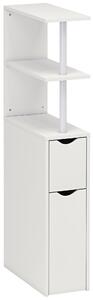 HOMCOM Colonna Bagno Salvaspazio con 2 Cassetti e Ripiani Aperti, 20x45x115 cm, Bianco | Aosom Italy