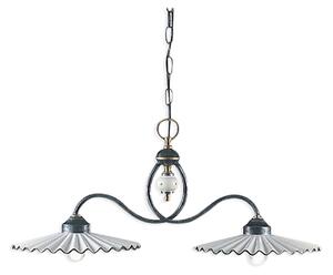 Lampadario Classico L'Aquila Metallo Ceramica Nero Sfumato Rame 31Cm 2 Luci E27