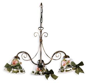 Lampadario Classico Napoli Metallo E Ceramica Nero Sfumato Rame 3 Luci E14