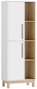 HOMCOM Mobile Bagno Alto, Mobiletto Bagno Salvaspazio con 2 Ante e 4 Ripiani Aperti, Ripiani Regolabili, per Lavanderia, 62.5x35x176 cm, Bianco | Aosom Italy