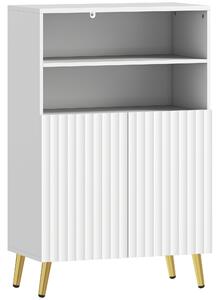 HOMCOM Mobiletto Bagno Moderno con 2 Ripiani Aperti e Armadietto con Ante Ammortizzate, 60x31.8x93 cm, Bianco | Aosom Italy