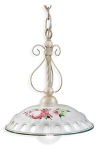 Lampadario Classico Napoli Metallo E Ceramica Bianco Sfumato Oro 1 Luce E27