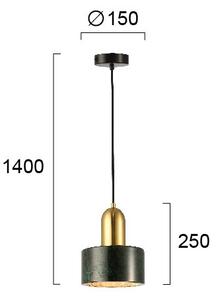Lampadario a cavo MARBLE 1xE27/60W/230V oro/verde/decorazione effetto marmo
