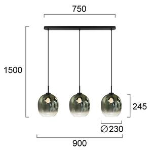 Lampadario sospeso su cavo MIRROR 3xE27/14W/230V nero fumé