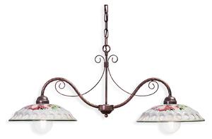 Lampadario Classico Napoli Metallo E Ceramica Bianco Sfumato Oro 2 Luci E27