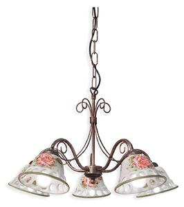 Lampadario Classico Napoli Metallo E Ceramica Nero Sfumato Rame 5 Luci E14