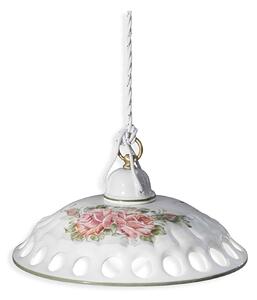 Lampadario Classico Napoli Ceramica E Ottone Satinato Decorato 1 Luce E27