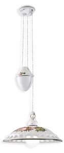 Lampadario Saliscendi Classico Napoli Ceramica E Ottone Satinato 1 Luce E27
