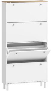 HOMCOM Scarpiera Slim con 4 Cassetti Ribaltabili e Ripiani Regolabili per 24-32 Scarpe, 80x23.5x157 cm, Bianco | Aosom Italy