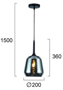 Lampadario a cavo MAEVA 1xE27/40W/230V nero fumé/nero