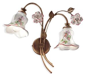 Applique Classica Pisa Metallo E Ceramica Ruggine Sfumato Oro 2 Luci E14