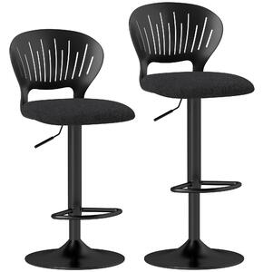 HOMCOM Set 2 Sgabelli da Bar Traspiranti in Tessuto Effetto Lino e Metallo con Poggiapiedi, 40.5x43x84-105 cm, Nero | Aosom Italy