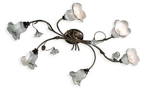 Plafoniera Classica Pisa Metallo E Ceramica Nero Sfumato Oro 6 Luci E14