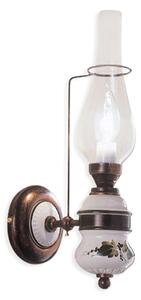 Applique Classica Pompei Ottone E Ceramica Nero Sfumato Rame 1 Luce E14