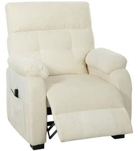HOMCOM Poltrona Reclinabile 150° Effetto Velluto con Poggiapiedi, Telecomando e Tasca Laterale, 96x90x105 cm, Bianca | Aosom Italy