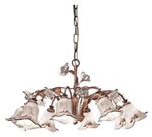 Lampadario Classico Pisa Metallo E Ceramica Ruggine Sfumato Oro 8 Luce E14