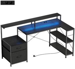 HOMCOM Scrivania Gaming con Spazi Portaoggetti e 2 Supporti per Monitor, in Legno e Acciaio, 165x80x91.5 cm, Nero | Aosom Italy