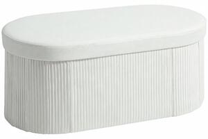 HOMCOM Pouf Contenitore Pieghevole con Vano da 72L e Rivestimento in Velluto, 76x38x35 cm, Crema | Aosom Italy