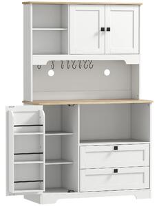 HOMCOM Credenza da Cucina con 3 Armadietti e 2 Cassetti, Mobile con Ripiani Regolabili e Portaspezie, 100x40x62 cm, Bianco | Aosom Italy