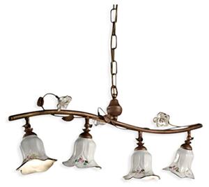 Lampadario Classico Pisa Metallo E Ceramica Ruggine Sfumato Oro 4 Luci E14