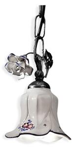 Lampadario Classico Pisa Metallo E Ceramica Nero Sfumato Argento 1 Luce E14