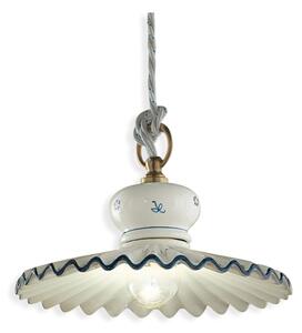 Lampadario Classico Roma Ceramica E Ottone Satinato Decorato 23Cm 1 Luce E27