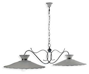 Lampadario Classico Ravenna Metallo E Ceramica Nero Sfumato Argento 2 Luci E27